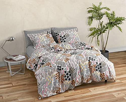 Image of MARIMEKKO - Queen Duvet Cover Set, Cotton Percale Bedding with Matching Shams, All Season Home Decor (Pieni Letto Multicolor, Queen)
