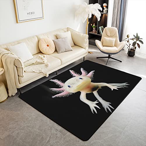 Erosebridal Axolotl Area Rug 3x5 for Bedroom, Cute Living Room Rugs, 3D Axolotls Carpet Bedside Decor, Sea Wildlife Animals Reptile Area Runner Rug for Kids Boys Teens Men Adult, Non Shedding