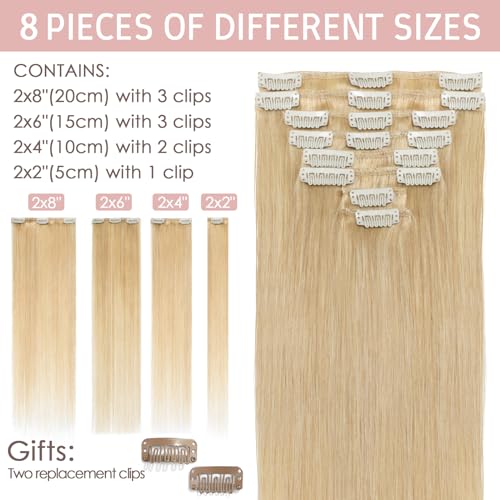 Silk-co Hair Extensions Clip in Hair Extension Human Hair (18 inches-70 grams - Image 3