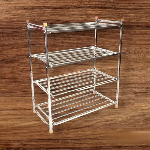 Image of Stainless Steel Shoe Rack, Multipurpose Rack, Multilayer (4 Shelves)