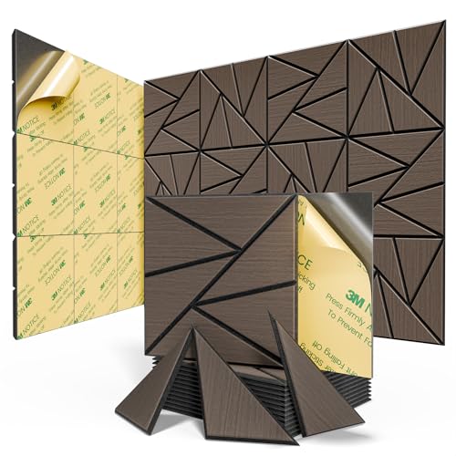 ROOME 12 Pack Self-Adhesive Wood Grain Sound Proof Foam Panels for Walls,...