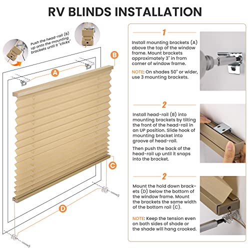 Funomo RV Window Blinds Pleated Shades 32 W X 24 L RV