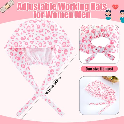 Image of Unittype 4 Pcs Nurse Caps for Women Nursing Working Caps with Button and Sweatband Adjustable Elastic Scrub Hats for Dentist