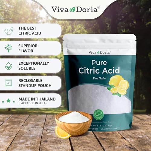 Image of Viva Doria 100% Pure Citric Acid, Food Grade, Fine Grain, 5 Pounds (80 Ounces)