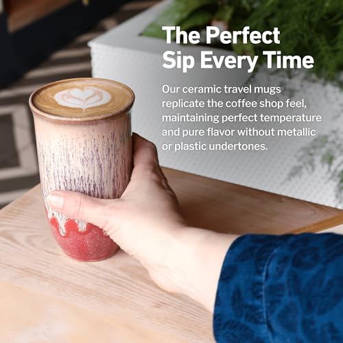 Image of NOVA CERAMICS Travel Coffee Cup- Travel Coffee Tumbler - On the Go Coffee Mug - Microwave & Dishwasher Safe Green CoffeeTumbler - Gifts For Women Men Him Her - 16oz - Jupiter