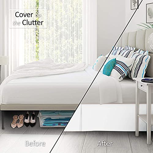 White Queen Size Luxury Tailored Bed Skirt - 12" Drop Pleated Bed Skirts Double Brushed Premium Microfiber - Bed Frame And Box Spring Cover - Easy Fit, Wrinkle, Fade, Stain Resistant Bedskirt #TOP3