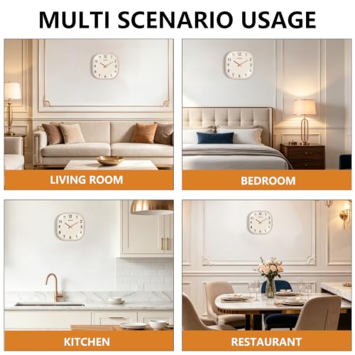 Image of 14Inch Wall Clock, Rose Gold Square Silent Non Ticking Analog Clock