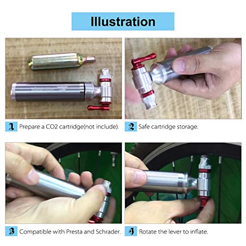 Insuflador de bicicleta, Romacci Insuflador manual de bicicleta para ciclismo CO2 Insuflador de pneu