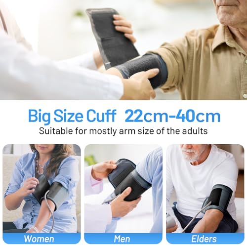 Blood Pressure Monitor Upper Arm Machine Accurate Adjustable BP Cuff Kit Led Backlit Display 2 Users 240 Sets Memory Includes Storage Bag White - Image 6