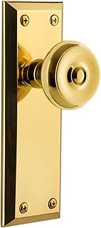 Grandeur Fifth Avenue Plate Privacy with Bouton Knob in Lifetime Brass