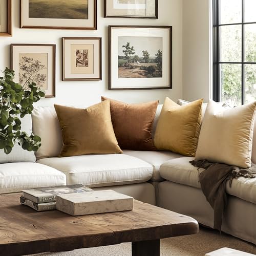 Image of MIULEE Pack of 2, Velvet Soft Soild Decorative Square Throw Pillow Covers Set Cushion Case for Sofa Bedroom Car 18 x 18 inch 45 x 45 cm