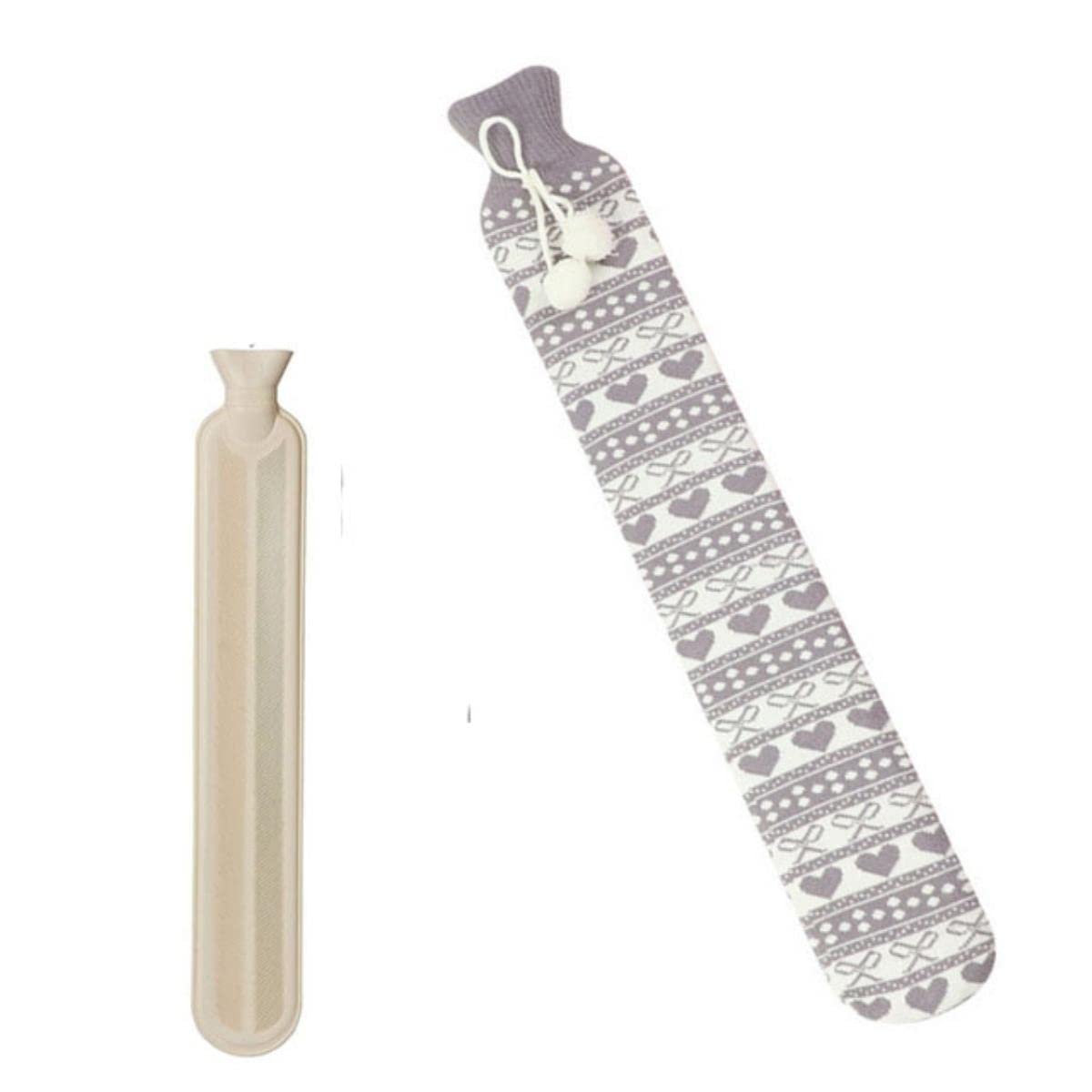 Lange Wärmflasche aus Gummi mit gestricktem Bezug 2 Liter Wärmbeutel Beutel für Hals Rücken Schulter Beine Taille Warme Schmerzlinderung-A11,China