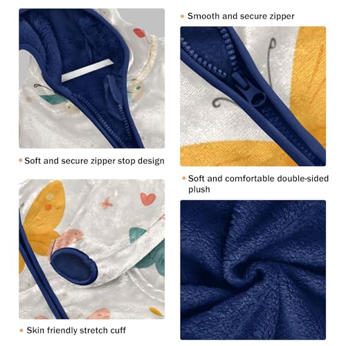 Cartoon Butterfly Girls Fleece Jacket Girls Fall Jacket Girls Zip Up Hoodie Girls Sherpa Jacket 2-10T3