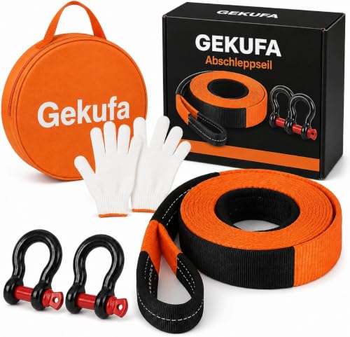 Abschleppseil PKW 5 m x 5 cm, 10 t, Bergungsgurt für SUV, Pickup & Offroad
