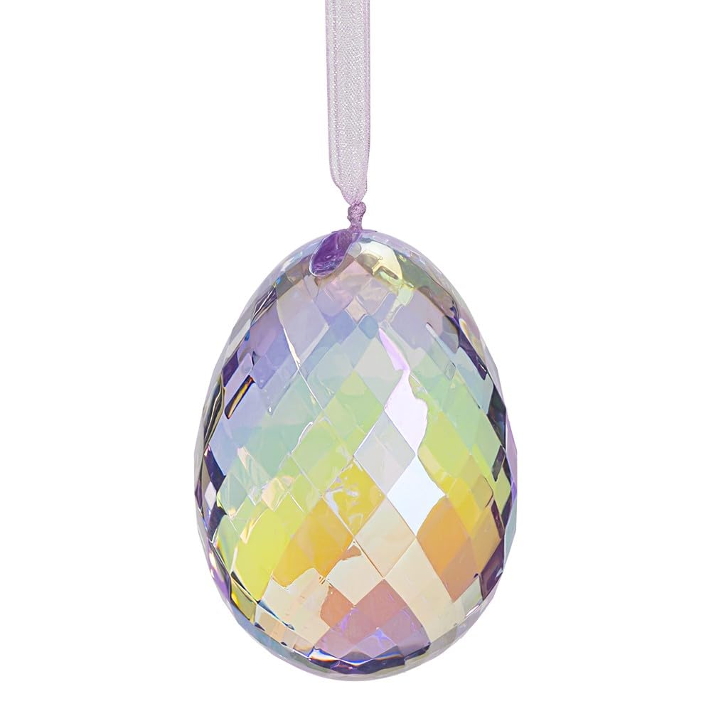 Ideen Mit Herz Iridescent Crystal Egg Heart Ideas Faceted Easter Decoration Crystal Pendant Window Decoration 2.5" X 1.8" With Organza Ribbon Hanging