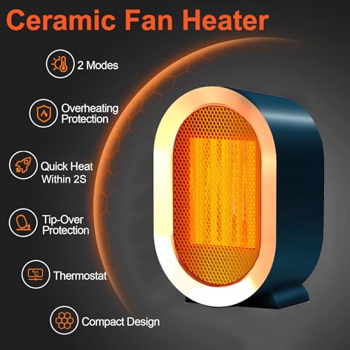 Portable-PTC-Ceramic-Space-Heater-1200W-High-Output-Fan-for-Bedroom-Office-Desk-Indoor-Use-White-Azure