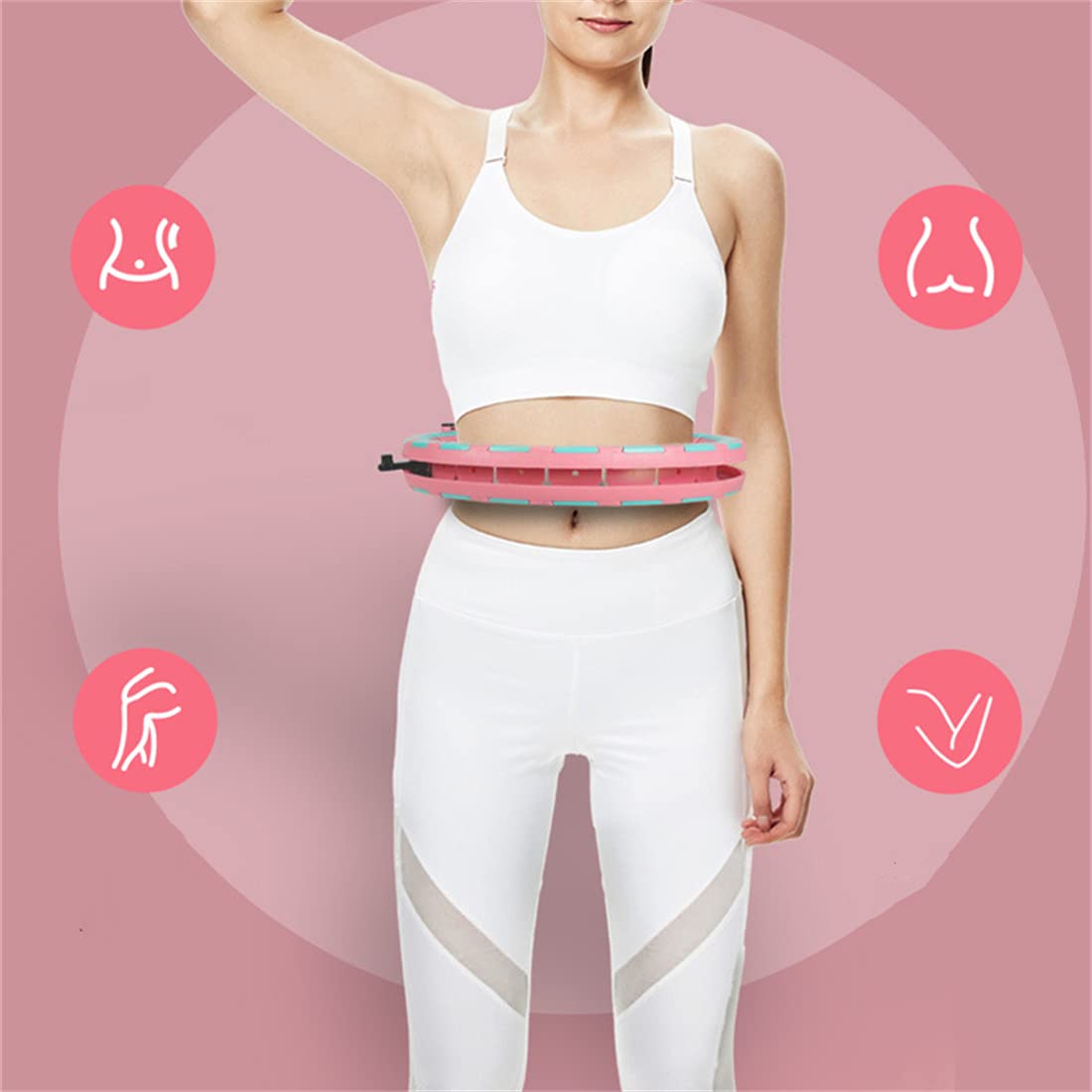 Hula Hoop Regolabile per Esercizio per Adulti E Bambini Addome, Tesa Smart Hooa Che Non Cadrà, Ottimo per Adulti Uomini E Donne,Grigio,20 Knots