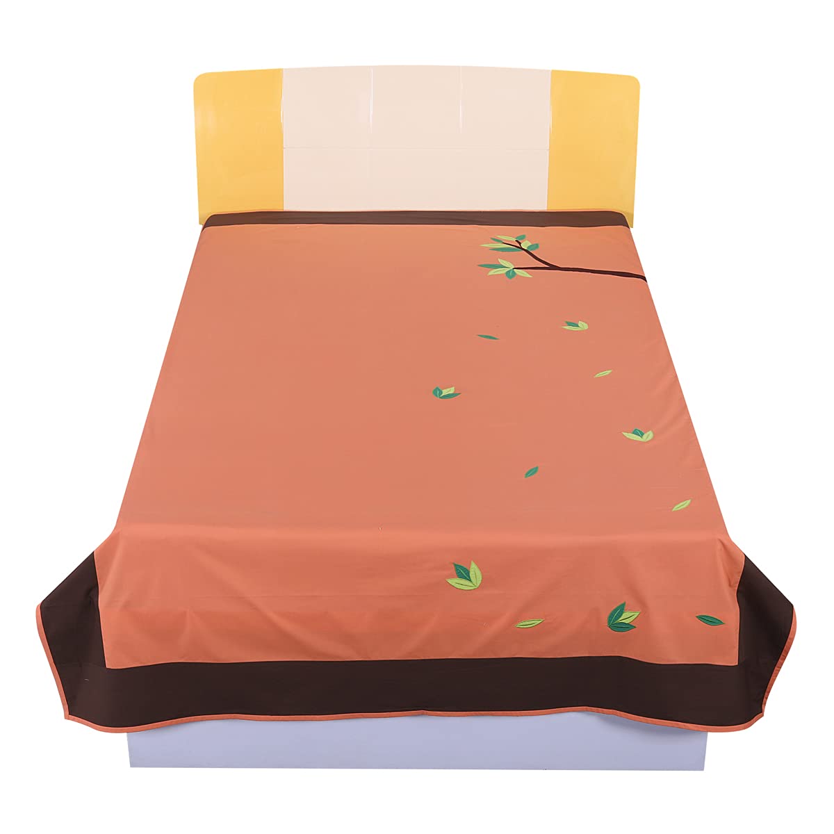 Cotton Fabric Bedsheet with Leaf Design - 200 TC-image-37