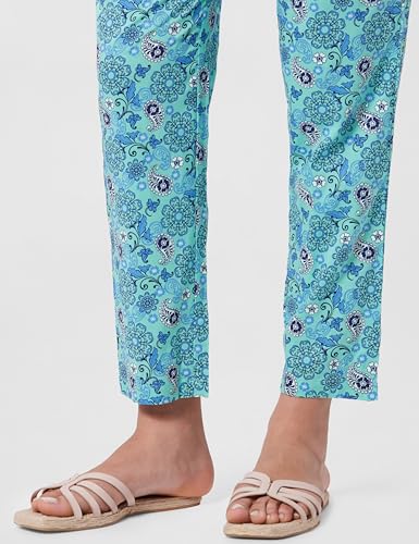 Image of Van Heusen Women's Printed Lounge Pants | Drawstrings & Side Pockets | Ultra Soft Fabric | Relaxed Fit | At home pyjamas | Everyday Comfort | Printed | Style 55306 | Available in Pack of 1 & 2