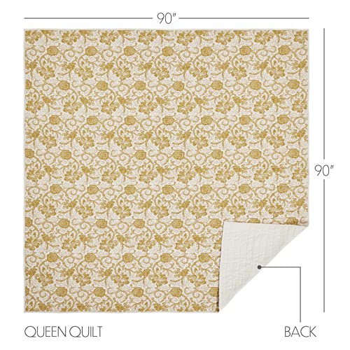 VHC-Brands-Dorset-Farmhouse-Quilt-Reversible-Floral-Queen-Gold-90×90 VHC Brands Dorset Farmhouse Quilt Reversible Floral Queen Gold 90×90