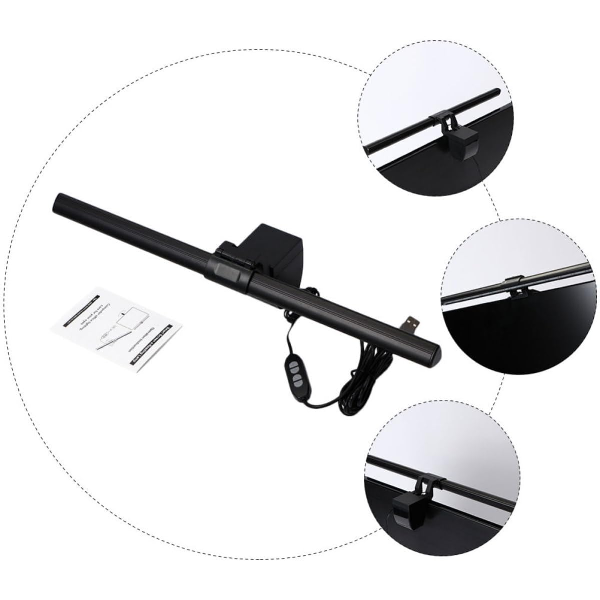 Toyvian Lámpara Colgante LED Temperatura de Color Regulable para Monitor de Computadora Luz Ajustable Aleación de Aluminio y Cable USB para Lectura y Estudio