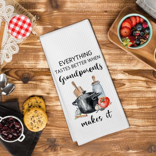 Grandparents Gifts Kitchen Towels, First Time Grandparents Gifts Dish Tea Towels for Kitchen, Mothers Fathers Day Birthday Gift Decorative Hand Towel, 16x24Inch - Image 3