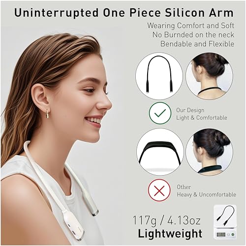 Neck Reading Light, 3 Color & Brightness Adjustable Book Light for Reading in Bed, Hands-Free, Lightweight, USB C Rechargeable, Eye-Caring, Perfect for Crafts, Camping, Kids & Adults (white) - image 3