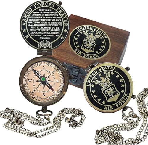 Brújula Militar U.S. Air Force con Estuche de Cuero - Regalo de Apreciación Militar para Hombres y Mujeres miniatura 1