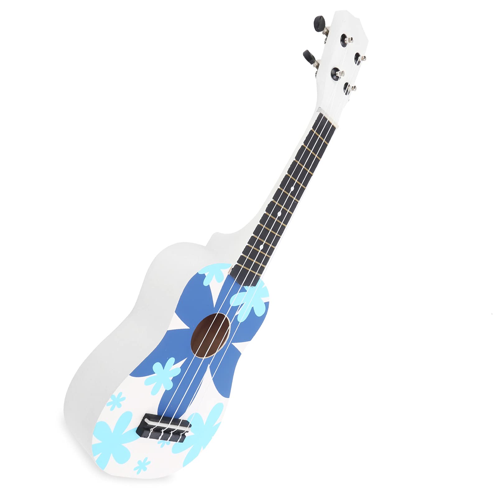 Ukulele 21 Pollici Chitarra Hawaiana a 4 Corde per Principianti e Bambini con Custodia Protettiva, Corde in Nylon Morbido, Motivi Blu e Verdi (Blu)