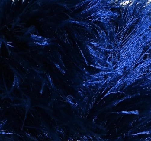 Image of Eyelash Fun Fur Yarn Premium 100% Polyester 164 Yds (150 Mt), 3.53 Oz (100 Gr) Colorful Crochet Yarn Dıy Hand Knitting (Navy Blue)