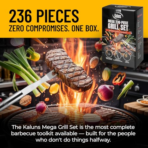 Image of Kaluns 236 PCS Ultimate Grill Master Gift Set - Complete BBQ Accessories Kit with Virtually Everything Needed for Grilling, Smoking & BBQ