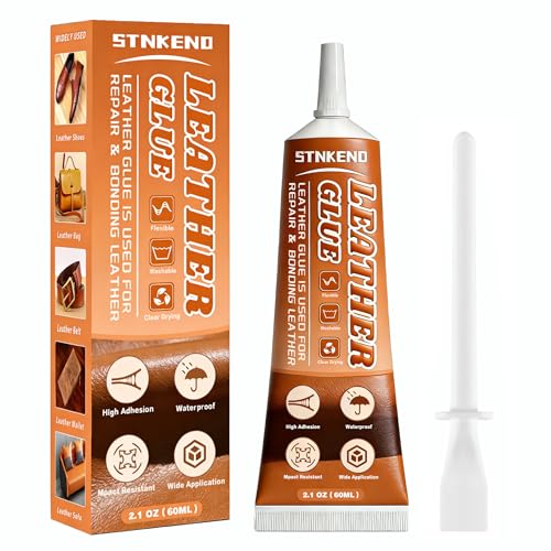 Stnkeno Leather Glue - 2.1 Oz Extra Strong & Flexible Leather Adhesive - Waterproof, Quick-Dry &...