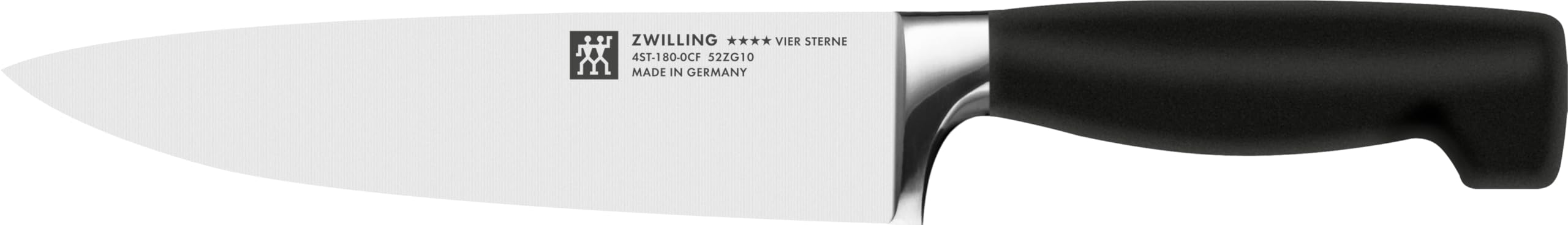 ZWILLING Vier Sterne Kochmesser 18 cm, Rostfreier Spezialstahl, Kunststoff-Griff, Eisgehärtete Klinge, Schwarz, Made in Germany