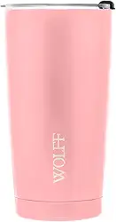 WOLFF - Copo Térmico de Aço Inox Parede Dupla Com Tampa 600ml Rosé - Para Viagem - Mantém a Bebida na Temperatura Ideal