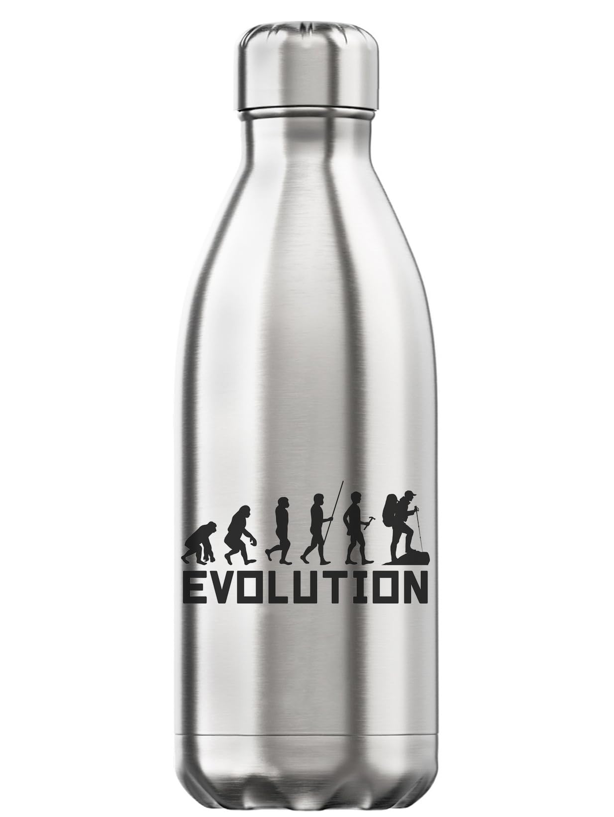 Gourde isotherme camping randonnée argentée Human Evolution en acier