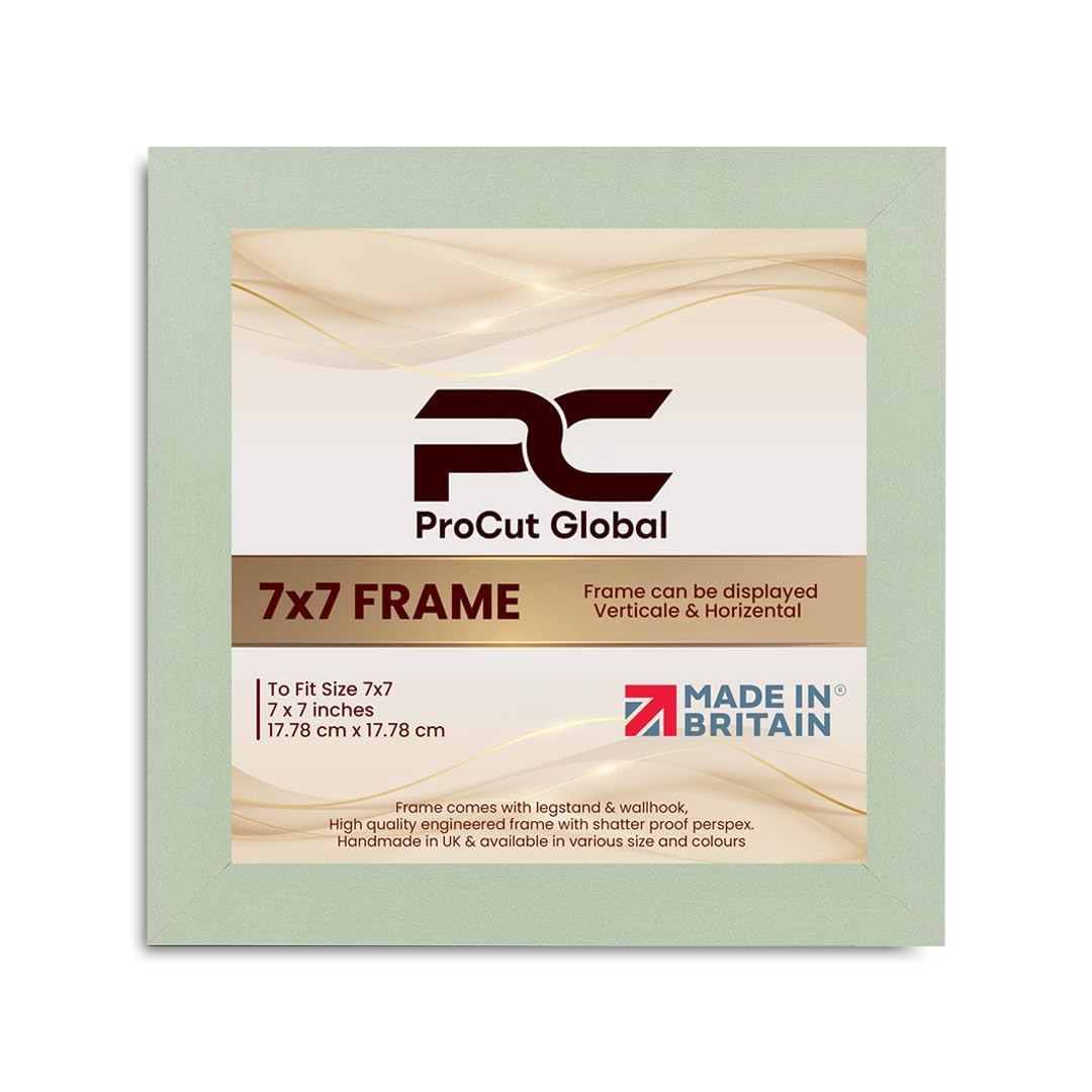 Procut Global 7X7 Green Picture Frames - Modern Wooden Photo Frame with Shatterproof Perspex for Wall or Tabletop - Perfect for Posters, Certificates, Prints - Sizes & Colors Available — image 1