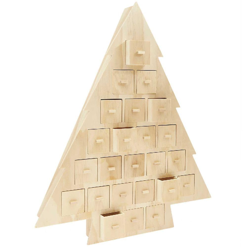 Adventskalender "Tanne" aus Holz mit 24 Schubladen, FSC 100%