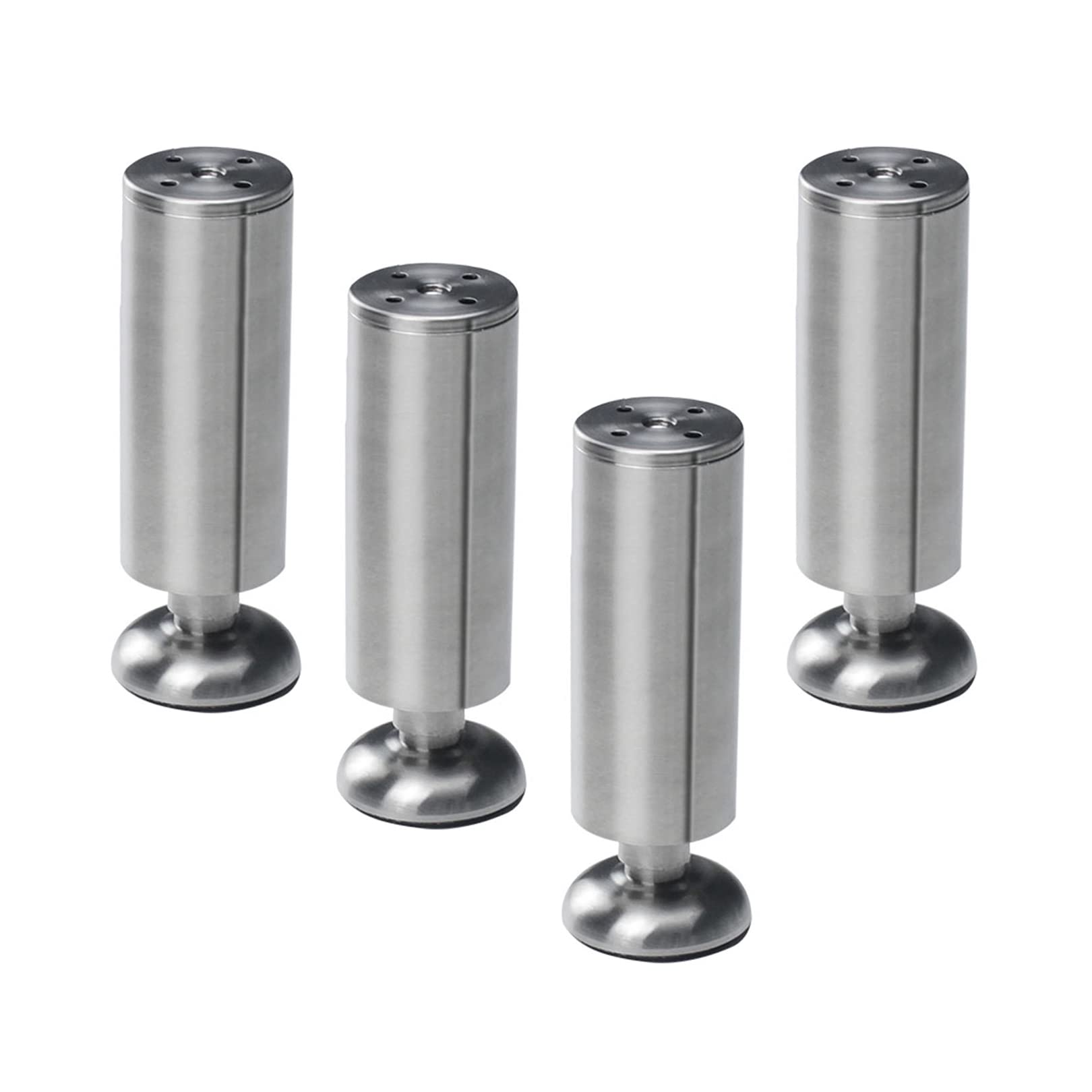 Okrągłe nóżki meblowe ze stali nierdzewnej, regulowane, metalowe, podtrzymujące szafkę, stół, sofę, łazienkę, czarne, 4 sztuki (10 cm)