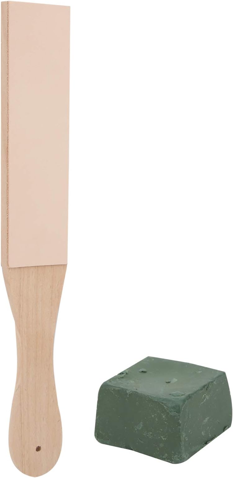 Wooden Grinding Board Dual Sided Leather Vane/Wing Sharpening Tool for Kitchen Knife Knife Maintenance