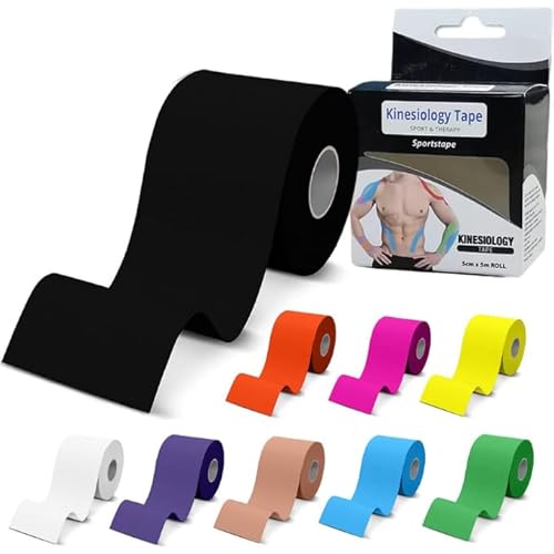 Fita Kinesio Tape Bandagem Elástica Adesiva para Fisioterapia Lesão Muscular Rolo 5cm x 5m Funcional