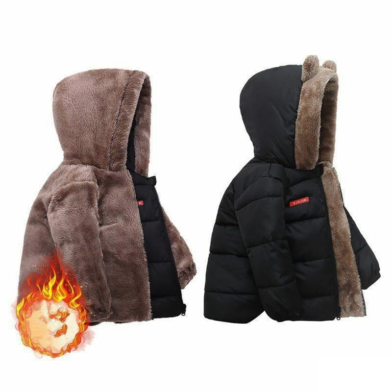Tricycle Clothing Kids Boys & Girls Unisex Warm Full Sleeves Reversible Quilted Furr Jacket With Hood (3-4 Year, Black) 2