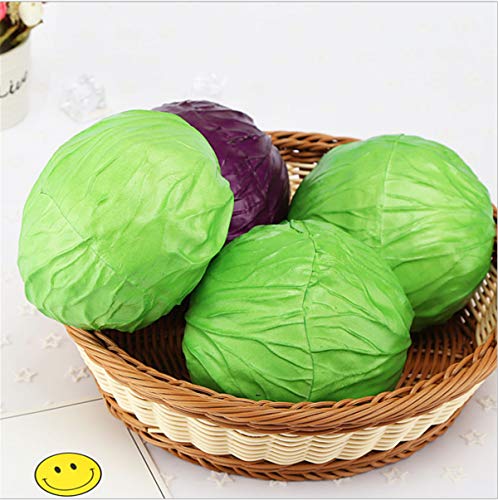 Zzooi Artificial High Simulation Cabbage Display Props Faux Cabbage Cabinet Showcase Decoration 2PCS Purple and Green