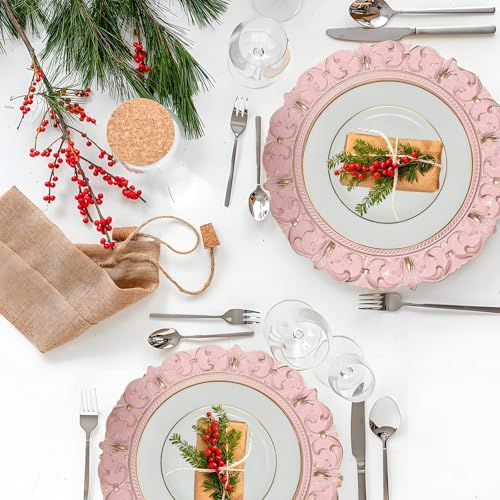 6 platos de carga rosas redondos de 13 pulgadas miniatura 4