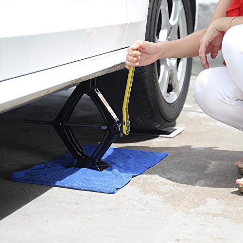 LEADBRAND Black Scissor Lift Jack, 1.3 Tons (2866lbs.) Capacity with Strength-Saving Design Handle, Rachet Handle - Thumbnail 2