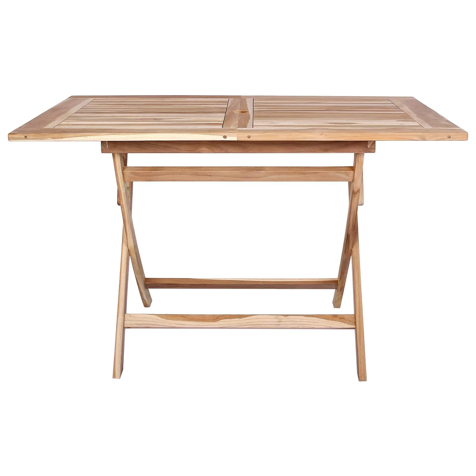 vidaXL Table de Jardin Pliante Naturel 120 x 70 x 75,5 cm, Table Pliante rectangulaire Moderne, mobilier de Jardin en Teck, idéale pour Le Patio et l'extérieur
