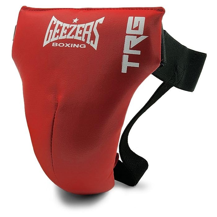 Geezers TRG Junior PU Groinguard – Soft Padded Cup with Elasticated Waistband & Hook & Loop Closure – Comfortable & Secure Fit – Youth Boxing Groin Protector (XS)