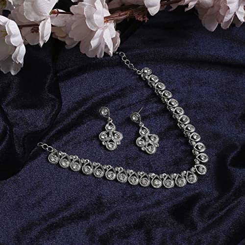 Image of Atasi International Diamond /Stones Necklace Set with Earrings for Women | Stylish Jewellery for Party, Wedding and Festive Occasions | Fashion Accessories