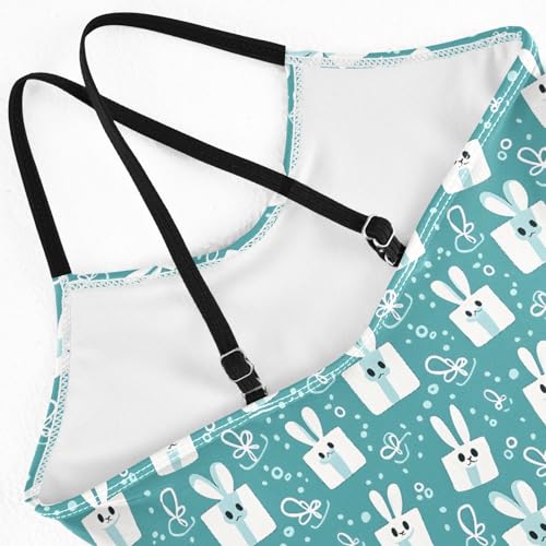 senya Girls Swimsuits One-Piece Swimwear Tie Bathing Suit Beach Summer Round Neck 5-6T Cute Rabbit Pattern4