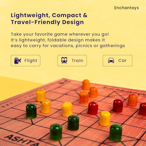 Image of Ashta Chamma Raw Silk Fabric Board Game | Chowka Bara,Katta Mane,Taayam,Kaangi Chaala,Kaana Dua,Traditional Indian Ludo | Travel-Friendly Strategy Game | Family & Kids Game