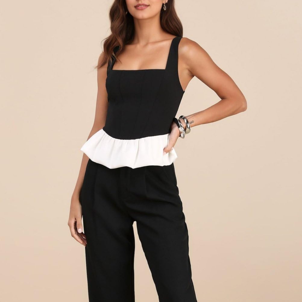 Donna Colletto Quadrato Senza Maniche Moda Canotte Patchwork Plissettato Estate Crop Top